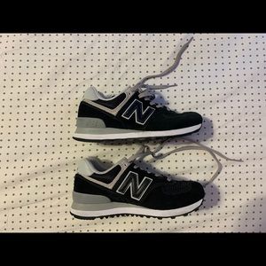 size 6.5 classic 574 black and grey new balances